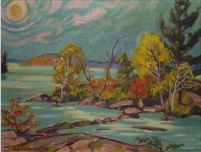 Sample artwork by Adolphus George Broomfield (1906 - 1992), known for landscape and figure painting, social commentary - View similar artists and auction records